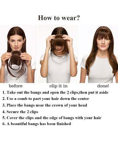 One Piece Hair Extensions Clip In Bangs Fake False Hair Piece Clip On Front Hair Bangs Fringe Cute - Medium Brown - Buy Online on GoSupps.com