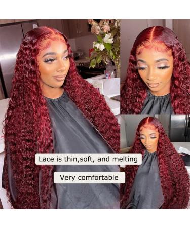 Apomedite 99j Burgundy Lace Front Human Hair Wig 26 Inch - Deep Wave, HD Lace Frontal, Pre Plucked & Glueless for Black Women - Buy Online on GoSupps.com