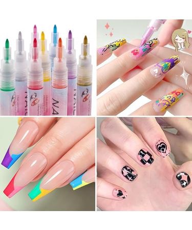 Nail Art Pens 12 Colors Nail Polish Pens Set Waterproof Nail Varnish Pens Quick Dry Nail Art Graffiti Painting Pens DIY Abstract Lines Detail Pen Manicure Polish Tools - (0.7mm Plastic Pen Nib) - Buy Online on GoSupps.com