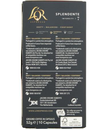  L'OR L'OR Espresso Splendente Intensity 7 Nespresso* compatible coffee capsules (pack of 10 100 capsules total) - Buy Online on GoSupps.com