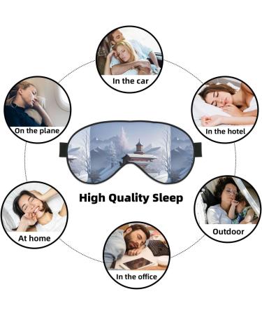 Winter Landscape Unisex Adjustable Buckle Blackout Sleep Eye Mask - Perfect for Home Travel Yoga & Naps - Buy Online on GoSupps.com