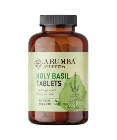 Arumba Ayurveda Tulsi (Holy Basil) Tablets 240 nos Ocimum Sanctum - 500 mg per Tablet Made from Pure Tulsi Leaf Powder - Buy Online on GoSupps.com