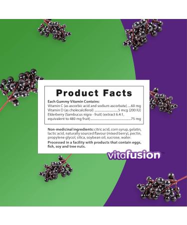 Vitafusion Elderberry Gummy Supplements 225mg Zinc/day 60 Count - Buy Online on GoSupps.com