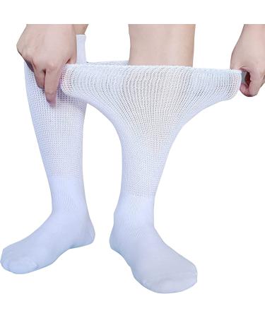 Extra Wide Lymphedema & Swollen Feet Socks - 2 Pairs (White) - Bariatric, Medical, Diabetic, Non-Binding Socks for Neuropathy Swelling - Men & Women - Buy Online on GoSupps.com