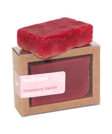 Olive Oil Soap Bar - Handmade 100% Pure Natural & Vegan Soap - (Strawberry-Vanilla) - 1 Soap Bar Strawberry Vanilla