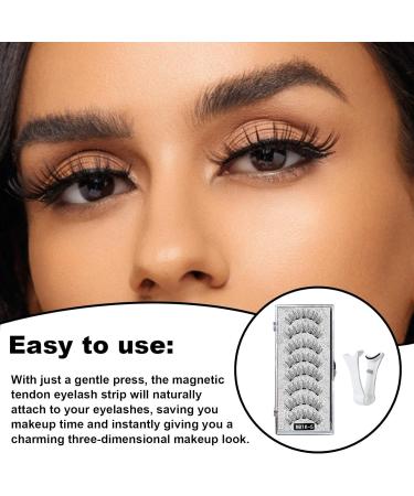 Geteawily Magnetic Lashes with Applicator Comfortable Soft Magnetic Eyelashes No Glue | Eye Makeup 2 Pairs Magnetic Lash Strips Reusable False Eyelashes Kit for 3D Natural Look - Buy Online on GoSupps.com