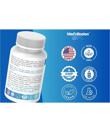 Med'nBoston Fish Oil 1200 900mg Omega-3 with Vitamin E 60 Vegan Softgels Heart & Brain Support - Buy Online on GoSupps.com