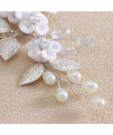 Ushiny Rhinestone Wedding Flower Hairpins - Silver Bridal Headpiece & Pearl Hair Accessories for Women & Girls - Buy Online on GoSupps.com