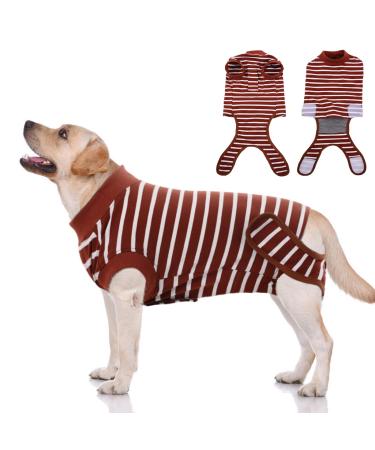 Recovery Suit Dogs wound protection suits for puppies pets Pets Postoperative care protective clothing wounds after surgery prevent licking bite alternative e-collar after op (brown strip s) s B brown stripes