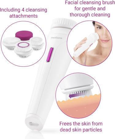 Medisana FB 885 Electric Facial Cleaning Brush - Deep Pore Cleansing 4 Attachments Timer & Auto Switch-Off - Ideal for All Skin Types - Buy Online on GoSupps.com