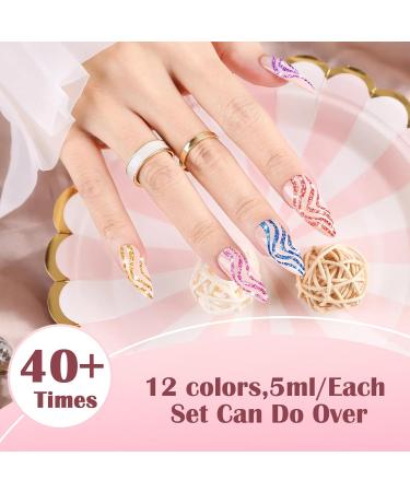 Kredioo Reflective Glitter Gel Nail Polish Gel Liner Nail Art Polish Sparkle Flash Diamond Painted 12 Colors UV Lamp Cured Soak-off Polish Golden Pink Silver Neon DIY Home Salon Manicure Gel Glitter Gel Liner 12 - Buy Online on GoSupps.com