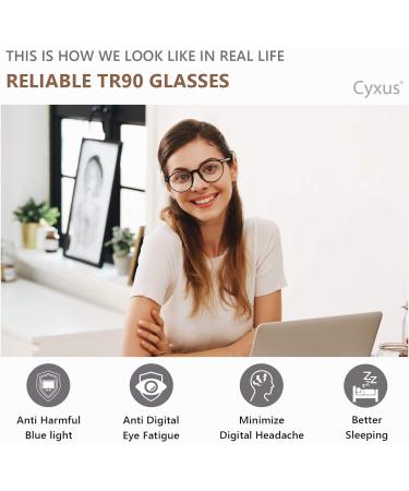 Cyxus Women's Blue Light Filter Round Glasses | Fashionable Anti-Harmful Blue Light Protection | Black 8002 for PC & Cell Phone Use - Buy Online on GoSupps.com