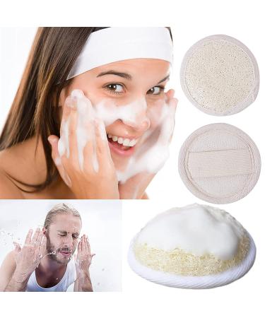 Natural Loofah Face Exfoliator Pads - 100% Handheld Scrubber for Bathing and Showering - Ideal for Spa Facial Cleansing - Men and Women - 2pcs - Buy Online on GoSupps.com