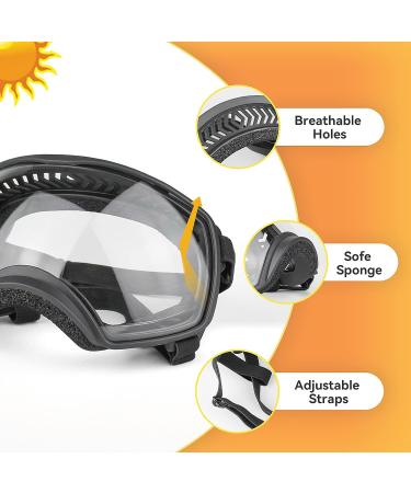 PETLESO Dog Goggles for Medium Large Breed Anti-UV Pet Goggles Sunglasses with Adjustable Straps for Driving Hiking Clear - Buy Online on GoSupps.com