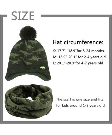 XIAOHAWANG Knitted Baby Hat with Fleece Lining and Pompom - Army Green Hat+Scarf | 2-4 Years - Buy Online on GoSupps.com
