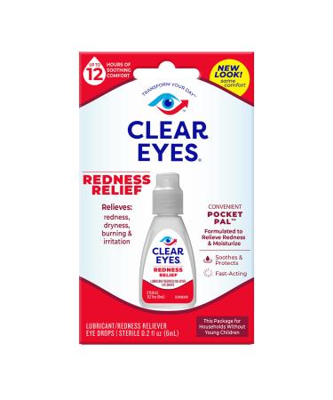 Clear Eyes Redness Eye Relief Eye Drops, Relieves Redness & Calms Irritation, 0.2 Fl Oz