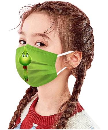 100Pcs Kids Grinch Disposable Face_Mask - Christmas Childrens Face_Mask Assorted Colors Design Boys Girls 3-Ply Face_Covering (Grinch C) - Buy Online on GoSupps.com