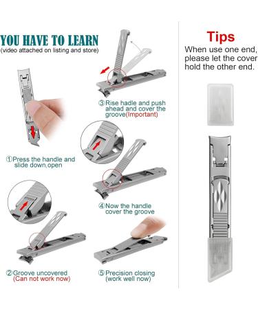 VOGARB Portable Nail Clippers for Thick Nails Ultra Thin Foldable Wide Jaw Opening Cutter with Safety Lock Double Head Curved and Bevel Trimmer for Toenail Fingernail Travel Design (Silver) - Buy Online on GoSupps.com