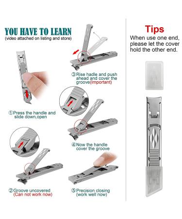VOGARB Portable Nail Clippers for Thick Nails - Wide Jaw Opening Cutter with File - Travel Toenail & Fingernail Trimmer - Silver - Buy Online on GoSupps.com