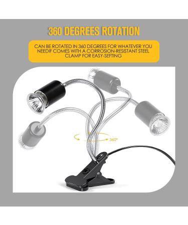 Tortoise Heat Lamp 50W UVA UVB Basking Lamp with 360 Rotatable Clip & Power Adapter 30cm Rotatable Gooseneck with 3 x 50W Heat Bulb Heating Light for Reptiles Lizard Turtle Snak Aquarium - Buy Online on GoSupps.com