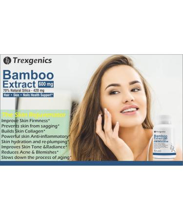 Trexgenics 70% Silica Bamboo Extract 600mg | Hair Skin Nails Support | Vegan & Non-GMO | 60 Veg Capsules - Buy Online on GoSupps.com