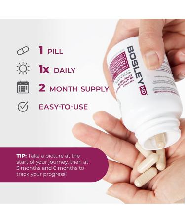 BosleyMD Healthy Hair Growth Supplements for Thicker, Fuller Hair - DHT Blockers for Women and Men - Biotin Women's Supplement - 2 Month Supply - Buy Online on GoSupps.com
