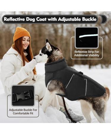 Kuoser Winter Dog Coat - Warm Reflective Jacket for Medium Dogs | L Black & Gray | Ideal for Cold Weather - Buy Online on GoSupps.com