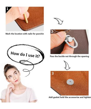 12 Pcs D Ring Stud Screw Ball Post Head Buttons for Wallet Strap Shoe - Silver - Buy Online on GoSupps.com