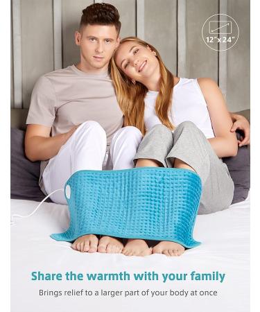 XXX-Large Heating Pad for Back Pain Relief | 12x24 Electric Hot Pad with Moist/Dry Heat Therapy | 6 Temp Settings, Auto Shut-Off | Machine-Washable Grayish Purple - Buy Online on GoSupps.com