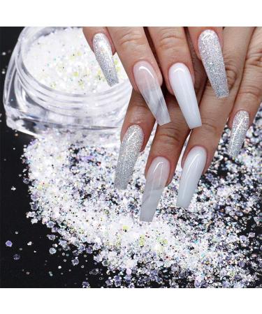 Holographic Nail Art Sequins Glitter Kit - 6 Boxes Metallic Shining Flakes for 3D Nails Decoration, Acrylic Powder Dust, Holographic Manicure Tips - Vintage Color - Buy Online on GoSupps.com