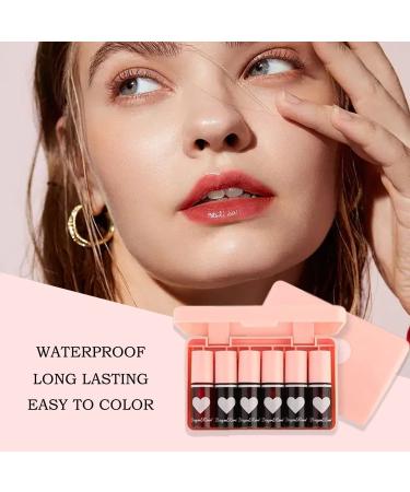 6 Colors Korean Lip Tint Stain Set - Long Lasting High Pigment Liquid Lipstick and Cheek Tint - Waterproof and Non-Sticky - Buy Online on GoSupps.com