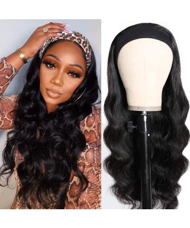 Headband Wigs for Black Women Body Wave Headband Wig Human Wigs Brazilian Virgin Hair Glueless Wig Wig Wear and GO Headband WIG 150% Density (22 "Head Band WIGS) 22 inch Natural Black Body Wave Head Band Wig