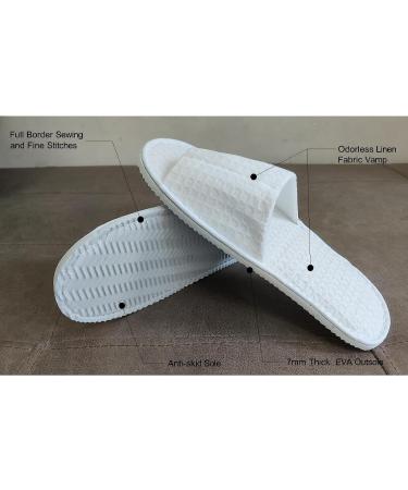 Fineget Open Toe White Waffle Slippers 4 Pairs - Non-Disposable Indoor House Spa Hotel Pedicure - Buy Online on GoSupps.com