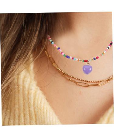 OATIPHO Colorful Heart Pendant Womens Summer Accessories Personalized Necklace Bride Bead Necklace Love As Shown 2 49X2CM - Buy Online on GoSupps.com