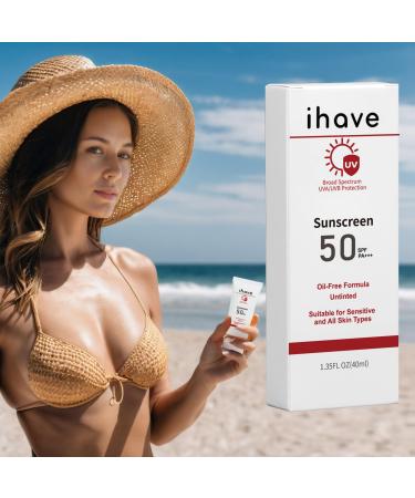 iHave Sunscreen for Face SPF 50 Face Sunscreen Lotion with Broad Spectrum UVA UVB Protection Oil-Free Fast-Absorbing Sunblock for All Skin Type Travel Facial Sun Screen Protector Sun Skin Care