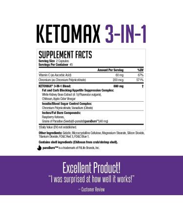 NDS Nutrition Keto-Max Advanced 3-in-1 - 90 Capsules Keto Pills for Fat Loss, Carb Blocker & Appetite Suppressant with White Kidney Bean, Chitosan, Raspberry Ketones, and Vanadium - Buy Online on GoSupps.com