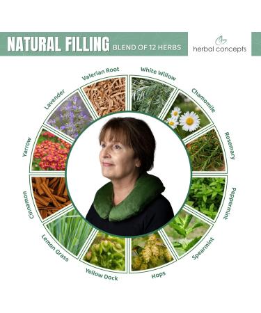 Herbal Concepts Aromatherapy Horse Shoe Shaped Microwaveable Wrap Made of Organic Flaxseed  Yarrow  & Chamomile for Neck | Neck Wrap Relieves Stress & Pain | Available in Olive - Buy Online on GoSupps.com
