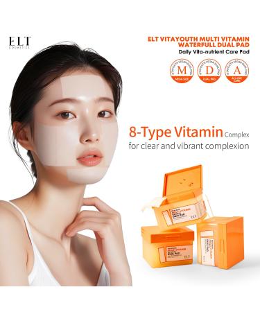 ELT Multi Vitamin Mega Sized Dual Sized Toner Pads 100% Vegan Certified Niacinamide Acne spot treatment Uneven Skin Tone Cleansing and Deep Hydrating Korean Skin Care (1count (80 Pads)) - Buy Online on GoSupps.com