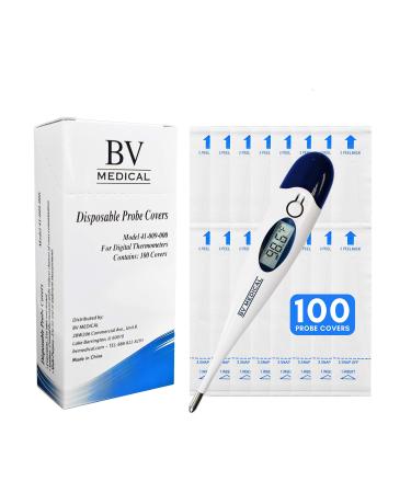 BV Medical Digital Thermometer Rigid Tip 10sec. W/100 Probe Covers Pack