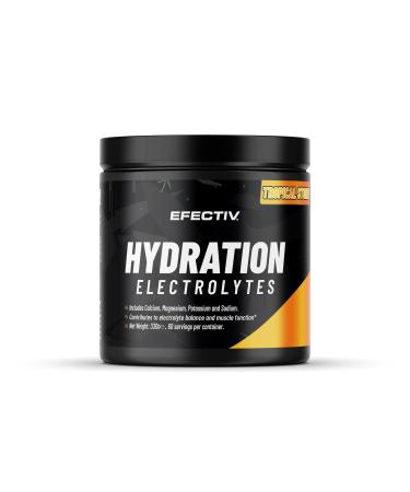 Efectiv Poudre d' lectrolytes d'hydratation 330 g 60 portions Poudre d' lectrolytes v g talienne avec min raux cl s Calcium magn sium potassium sodium Boissons lectrolytes sans sucre (330 Temp te tropicale 330g