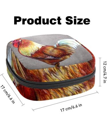 Menstrual Pad Bag with Zipper - Stylish Ladies Napkin Pouch & Tampon Collection Bag for Women & Girls (Animal Rooster Design) - Buy Online on GoSupps.com