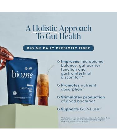 Bio.me Daily Prebiotic Fiber Powder Unflavored - 7g Per Serving - Soluble & Insoluble Fiber Supplement Powder for Women & Men - Digestive Health & Gut Health - GLP-1 Friendly Sugar Free - 30 Servings Unflavored 30 Servings  - Buy Online on GoSupps.com