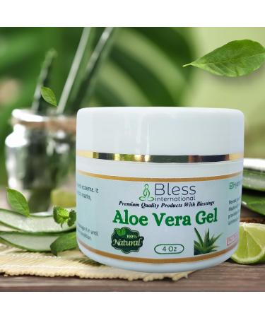 Bless International-Organic-Aloe-Vera-Gel 96%-Pure-Freshly-Made-Within-12-Hours-Of-Harvest Perfect-For-Face-Body-Scalp-&-Hair-Hydration Soothing-Moisturizer-For-Sunburn-And-After-Sun-Care-4-oz 4 Fl Oz (Pack of 1) - Buy Online on GoSupps.com
