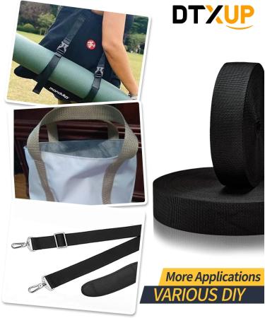 DTXUP Black Polypropylene 1 Inch Webbing Strap - Lawn Chair Replacement, Climbing Straps, DIY Crafting - 10 Yards - Buy Online on GoSupps.com