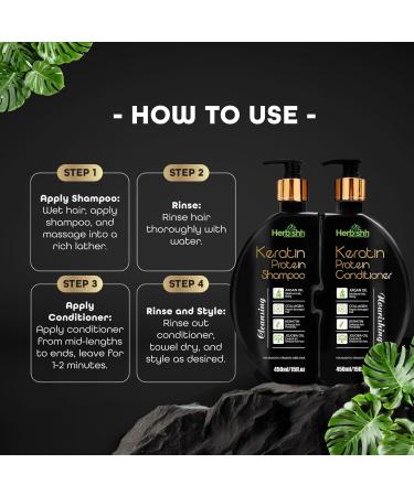 Herbishh Keratin Shampoo & Conditioner Set | Hydrating Nourishing Sulfate-Free for Dry Damaged Hair | Plant-Based | 2-Pack - Buy Online on GoSupps.com