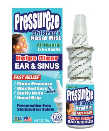 Pressureze All Natural Preservative-Free Sterile Nasal Spray for Children - Fast Relief Nasal Spray - for Sinus Allergies & Congestion | 130 Sprays, 18 ml 0.6 Fl Oz (Pack of 1) - Buy Online on GoSupps.com