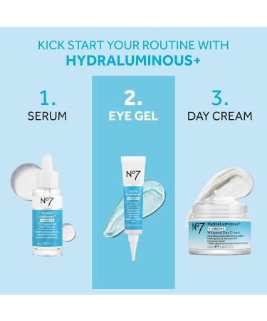 No7 HydraLuminous+ Cooling Under Eye Gel Hydrating Eye Gel with Hyaluronic Acid & Niacinamide for Smooth Radiant Skin 0.5 Fl Oz | International Shipping Available - Buy Online on GoSupps.com