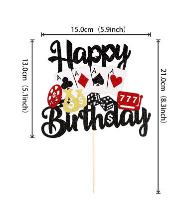 Casino Cake Topper - Poker Chips Player Happy Birthday Decoration for Las Vegas Night Party - Buy Online on GoSupps.com