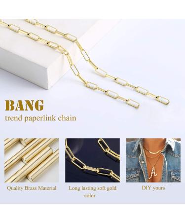 ALEXCRAFT 12ft 14K Gold Plated Paperclip Chain Link Necklace Bulk - 4x10mm - DIY Jewelry Making - Buy Online on GoSupps.com