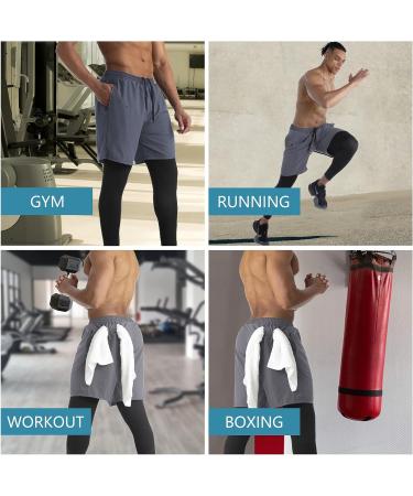 WIRIST 2 in 1 Running Pants for Men - Grey X-Large | Workout Compression Gym Athletic Shorts Leggings with Pocket - Buy Online on GoSupps.com